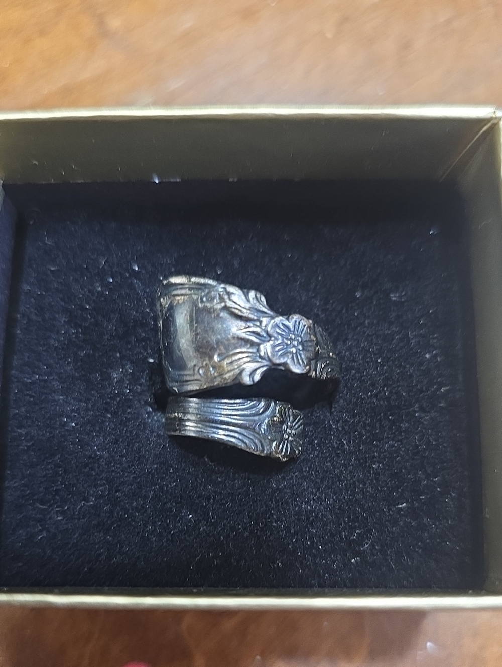 Vintage Floral Spoon Ring in Sterling Silver Marked Avon 925